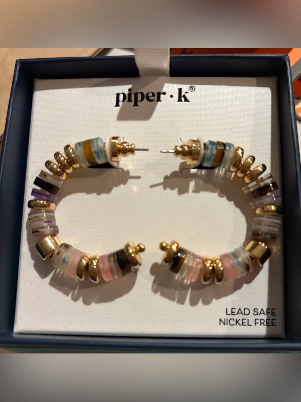 Piper K Hoop Earrings with Multicolor Disc Beads